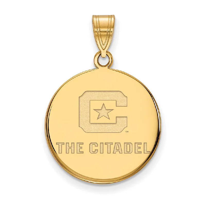 Jewelry Clearance Event – Stock Up Before It's Over 14K Yellow Gold The Citadel Large Logo Disc Pendant Jewelry Clearance Event – Stock Up Before It's Over 14K Yellow Gold The Citadel Large Logo Disc Pendant