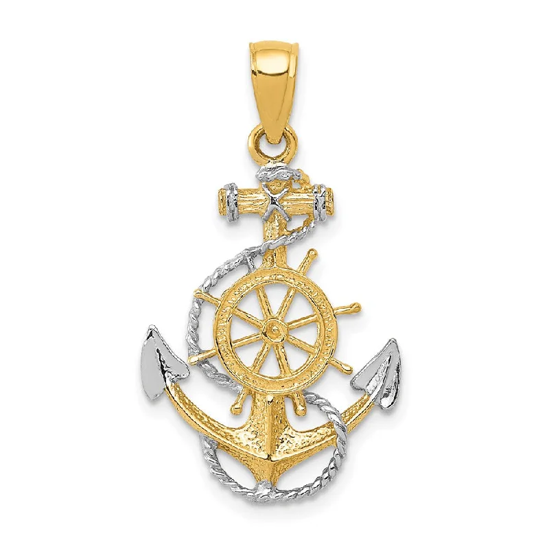Jewelry Sale Alert – Shop Timeless Elegance Today 14k Yellow Gold & White Rhodium Anchor, Ship's Wheel & Rope Pendant Jewelry Sale Alert – Shop Timeless Elegance Today 14k Yellow Gold & White Rhodium Anchor, Ship's Wheel & Rope Pendant