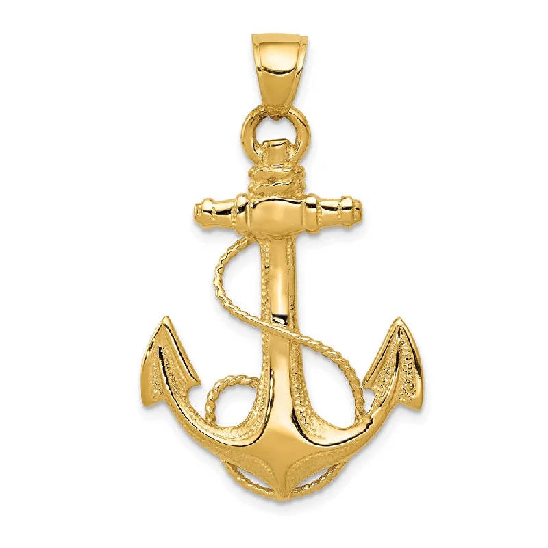 Affordable Luxury Jewelry For Every Occasion Mens 14k Yellow Gold Large Textured & Polished Anchor Pendant, 25x40mm Affordable Luxury Jewelry For Every Occasion Mens 14k Yellow Gold Large Textured & Polished Anchor Pendant, 25x40mm