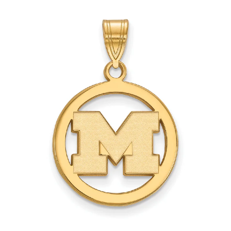 Make Your Outfit Shine With Discounted Jewelry 14k Gold Plated Silver U. of Michigan Small Initial M Circle Pendant Make Your Outfit Shine With Discounted Jewelry 14k Gold Plated Silver U. of Michigan Small Initial M Circle Pendant