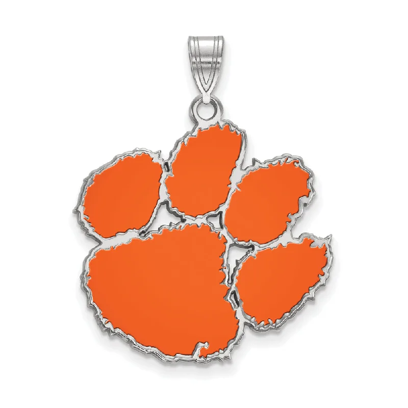 Shop Stylish Jewelry Now And Save Big Sterling Silver Clemson U XL Enamel Pendant