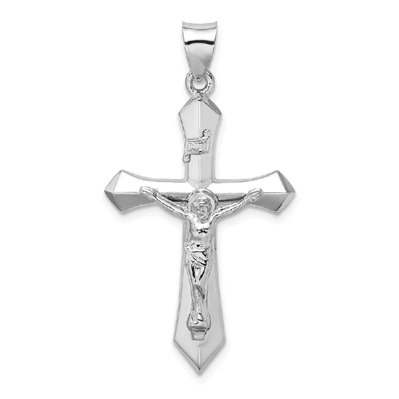 Shop Modern Jewelry Collections With Exclusive Discounts Rhodium Plated Sterling Silver INRI Passion Crucifix Pendant, 22x42mm