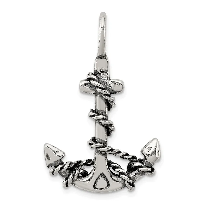 Shop Signature Jewelry Styles At Exclusive Prices Sterling Silver Large 3D Antiqued Anchor and Rope Pendant, 22 x 32mm Shop Signature Jewelry Styles At Exclusive Prices Sterling Silver Large 3D Antiqued Anchor and Rope Pendant, 22 x 32mm