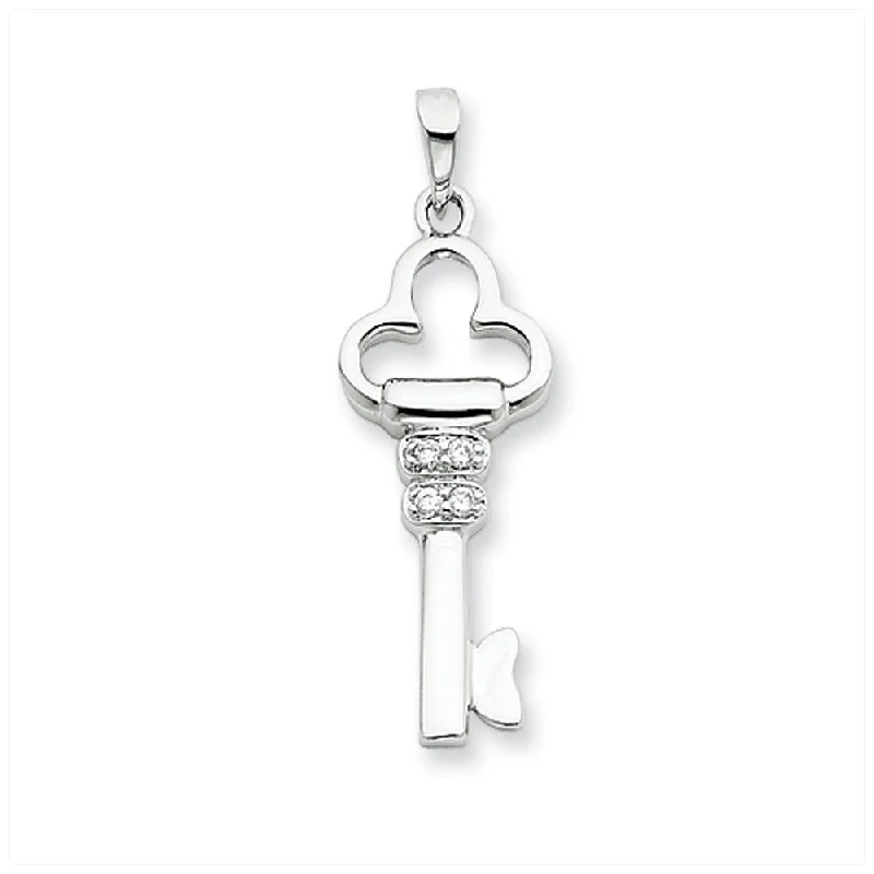 Don't Miss Our Biggest Jewelry Sale Of The Season Sterling Silver and Cubic Zirconia Clover Key Pendant, 1 Inch Don't Miss Our Biggest Jewelry Sale Of The Season Sterling Silver and Cubic Zirconia Clover Key Pendant, 1 Inch