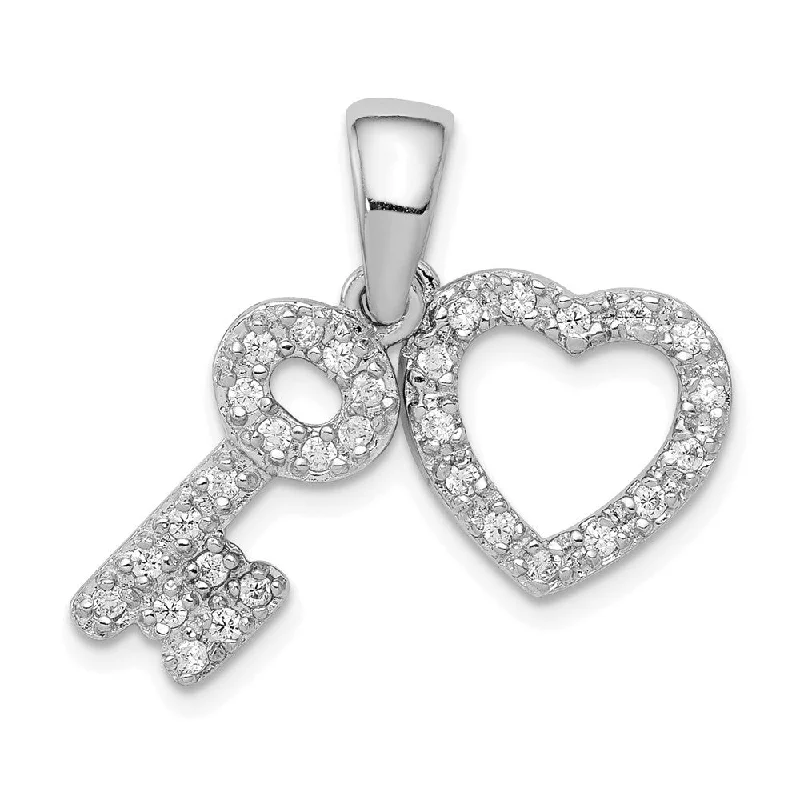 Elegant Designs, Unbeatable Discounts – Shop Jewelry Now Sterling Silver and Cubic Zirconia Fancy Heart and Key Pendant Elegant Designs, Unbeatable Discounts – Shop Jewelry Now Sterling Silver and Cubic Zirconia Fancy Heart and Key Pendant