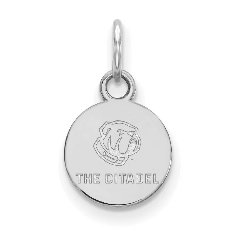Elegant Rose Gold Jewelry For A Stylish Touch Sterling Silver Rhod-Plated The Citadel XS (Tiny) Bulldogs Disc Charm