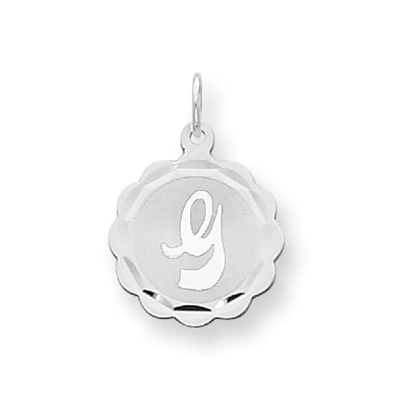 Best Jewelry Deals – Premium Quality At Exclusive Discounts Sterling Silver, Sarah Collection 15mm Brocaded Disc Initial G Pendant Best Jewelry Deals – Premium Quality At Exclusive Discounts Sterling Silver, Sarah Collection 15mm Brocaded Disc Initial G Pendant