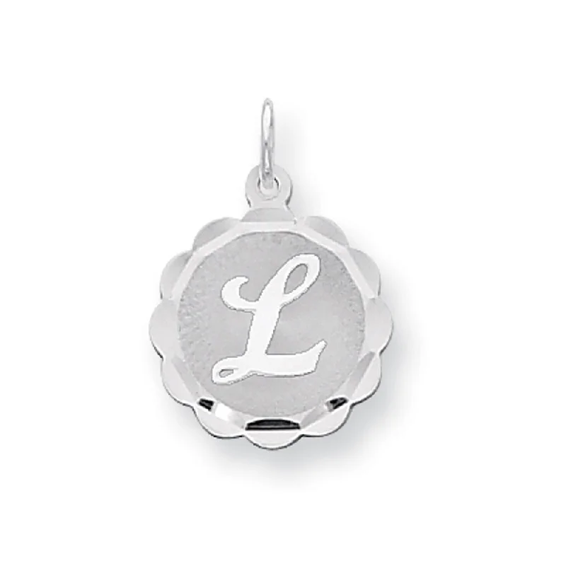 Jewelry Clearance Event – Stock Up Before It's Over Sterling Silver, Sarah Collection 15mm Brocaded Disc Initial L Pendant Jewelry Clearance Event – Stock Up Before It's Over Sterling Silver, Sarah Collection 15mm Brocaded Disc Initial L Pendant