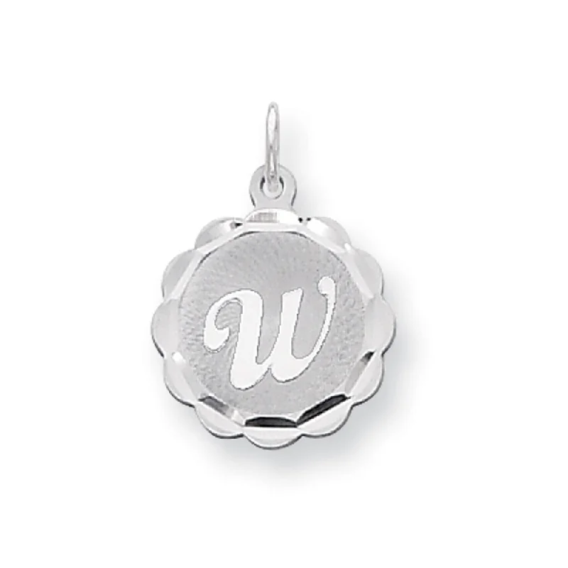 Exclusive Jewelry Offers – Sparkle For Less Sterling Silver, Sarah Collection 15mm Brocaded Disc Initial W Pendant Exclusive Jewelry Offers – Sparkle For Less Sterling Silver, Sarah Collection 15mm Brocaded Disc Initial W Pendant