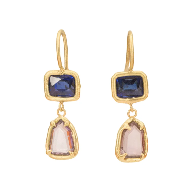 The Perfect Jewelry Piece At The Perfect Price 2 Stone Royal Sapphire Drop Earrings- One of a Kind