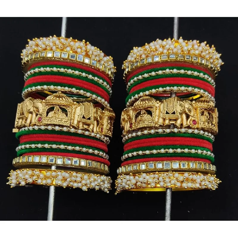 Limited-Stock Jewelry Sale – Once It's Gone, It's Gone Akruti Collection Gold Plated Copper Temple  Bangles Set