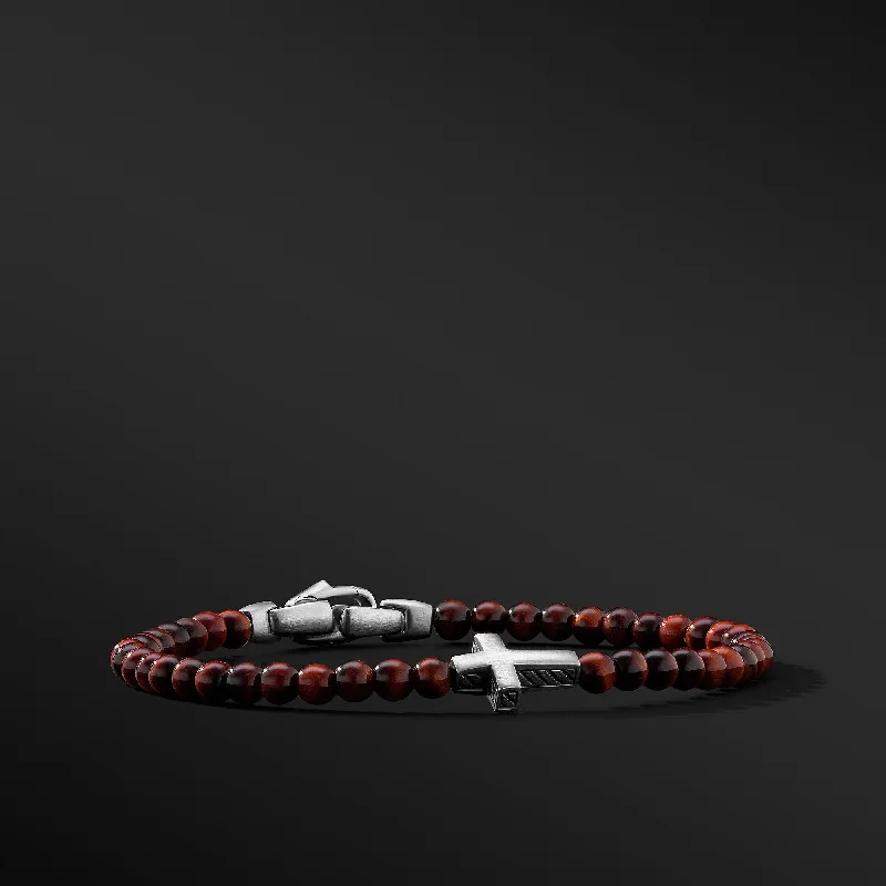 Jewelry Clearance Event – Stock Up Before It's Over Spiritual Beads Cross Station Bracelet in Sterling Silver with Red Tigers Eye\, 4mm Jewelry Clearance Event – Stock Up Before It's Over Spiritual Beads Cross Station Bracelet in Sterling Silver with Red Tigers Eye\, 4mm