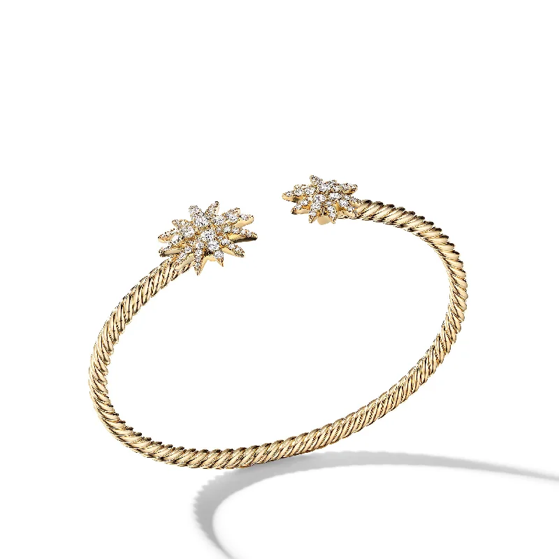 Exclusive Jewelry Sale Event – Shop Now Starburst Cable Bracelet in 18K Yellow Gold with Diamonds\, 3.5mm