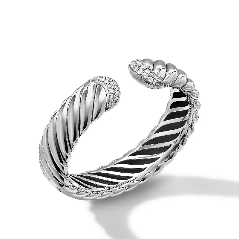 The Biggest Jewelry Sale Of The Year Is Here Sculpted Cable Cuff Bracelet in Sterling Silver with Diamonds\, 17mm