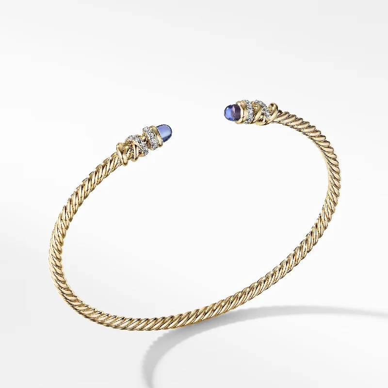 Huge Savings On Premium Jewelry Styles Petite Helena Cablespira® Bracelet in 18K Yellow Gold with Tanzanite and Diamonds\, 3mm