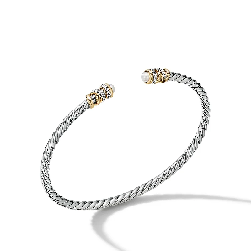Shop Modern Jewelry Collections With Exclusive Discounts Petite Helena Classic Cable Bracelet in Sterling Silver with 18K Yellow Gold\, Pearls and Diamonds\, 3mm Shop Modern Jewelry Collections With Exclusive Discounts Petite Helena Classic Cable Bracelet in Sterling Silver with 18K Yellow Gold\, Pearls and Diamonds\, 3mm
