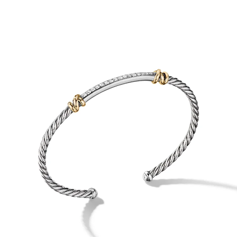 The Perfect Jewelry Piece At The Perfect Discount Petite Helena Classic Cable Station Bracelet in Sterling Silver with 18K Yellow Gold with Diamonds\, 3mm