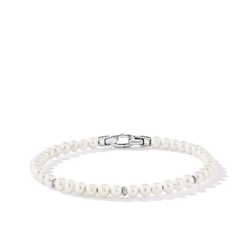 Modern Statement Jewelry For Bold Styling Bijoux Spiritual Beads Bracelet with Pearls and Sterling Silver\, 4mm
