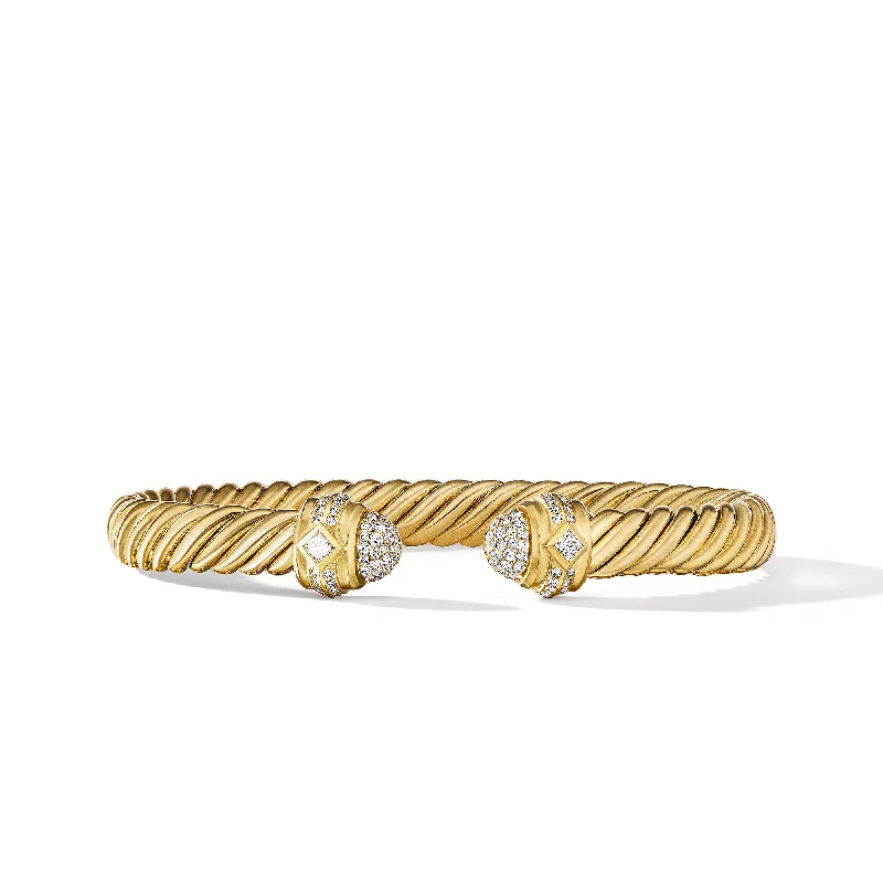 Exclusive Jewelry Sale – Sparkle For Less Renaissance® Oval Cablespira Bracelet in 18K Yellow Gold with Diamonds\, 7mm