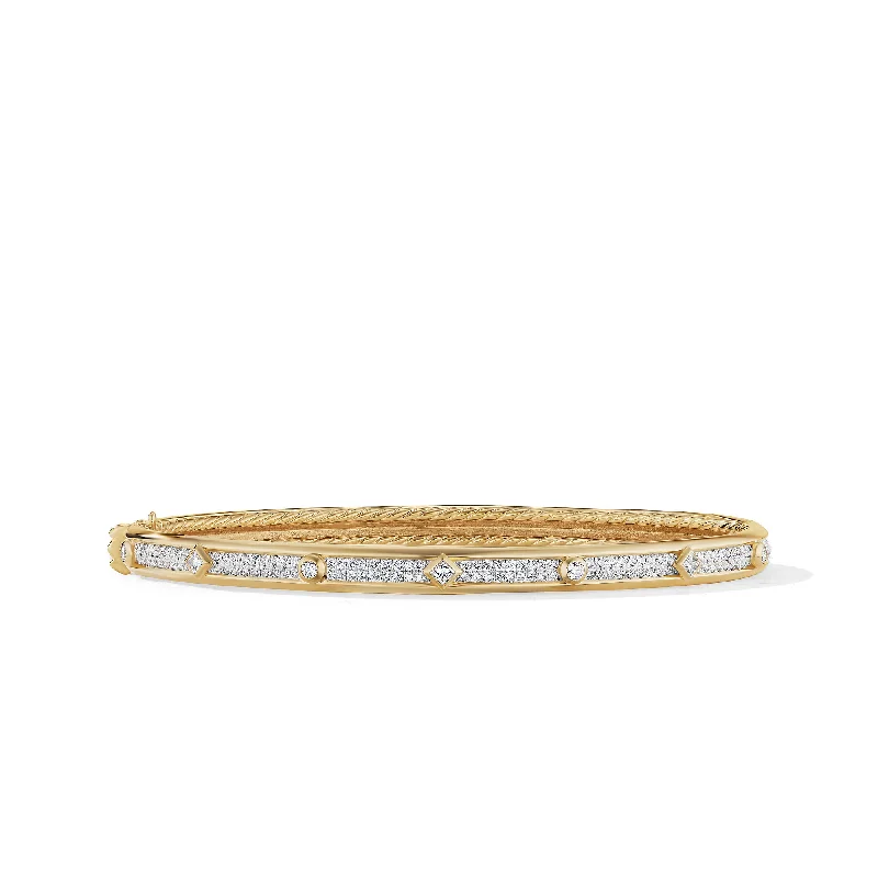 Shop Dazzling Jewelry At The Best Prices Modern Renaissance Bangle Bracelet in 18K Yellow Gold with Full Pavé Diamonds\, 4.5mm