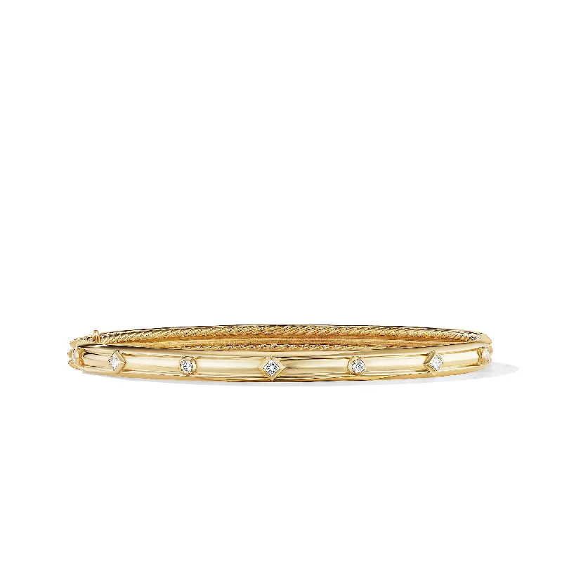 Handcrafted Jewelry Sale – Unique Designs At Low Prices Modern Renaissance Bangle Bracelet in 18K Yellow Gold with Diamonds\, 4.5mm