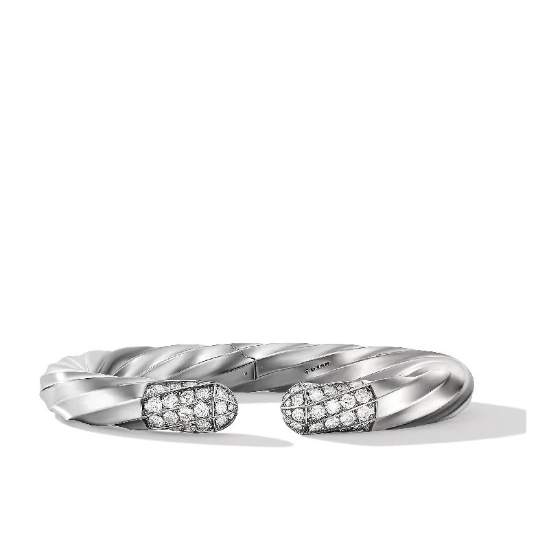 Elegant Jewelry Pieces At Unbelievable Prices Cable Edge® Bracelet in Sterling Silver with Diamonds\, 9mm