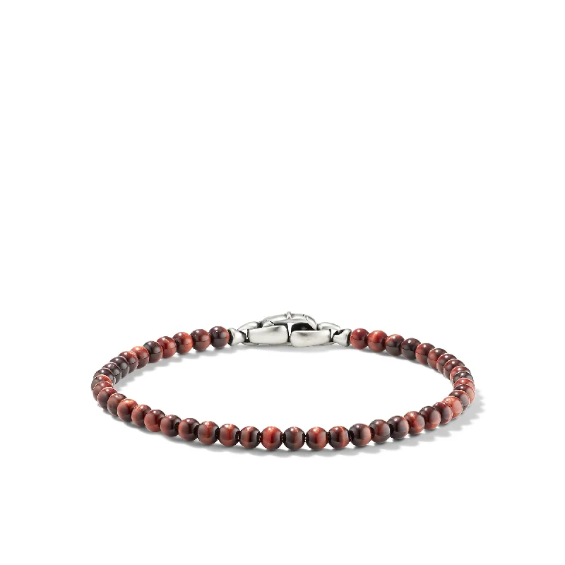 Grab Your Favorite Jewelry At The Lowest Prices Spiritual Beads Bracelet in Red Tigers Eye with Sterling Silver\, 4mm