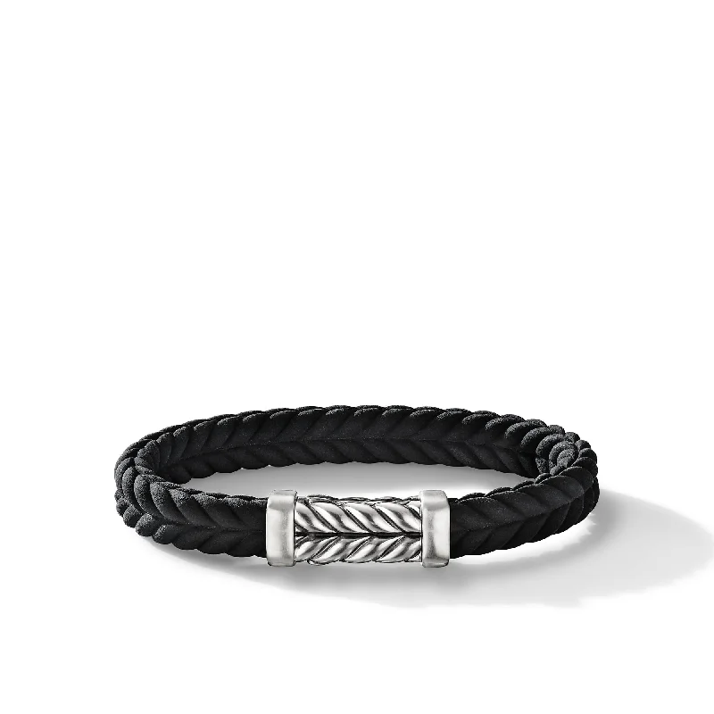 Shop Fine Jewelry With Amazing Deals Chevron Bracelet  in Black Rubber with Sterling Silver\, 9mm