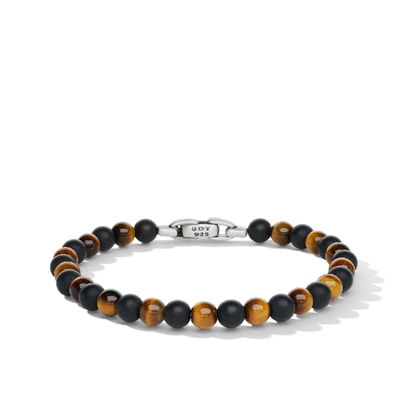 Your Dream Jewelry At Dream Prices – Shop Now Spiritual Beads Alternating Bracelet in Sterling Silver with Black Onyx and Tigers Eye\, 6mm Your Dream Jewelry At Dream Prices – Shop Now Spiritual Beads Alternating Bracelet in Sterling Silver with Black Onyx and Tigers Eye\, 6mm