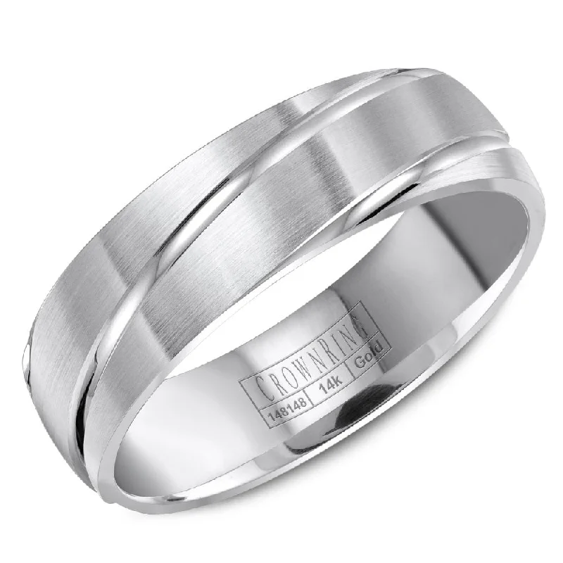 Flash Sale On Exquisite Jewelry – Don't Miss Out CrownRing 6MM Wedding Band with Brushed Center and Line Detailing WB-8063