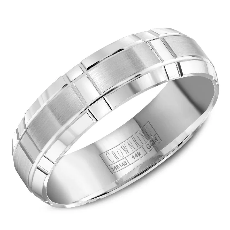 Holiday Jewelry Sale – Perfect Gifts At Great Prices CrownRing 6MM Wedding Band with Brushed Center and Line Detailing WB-8074