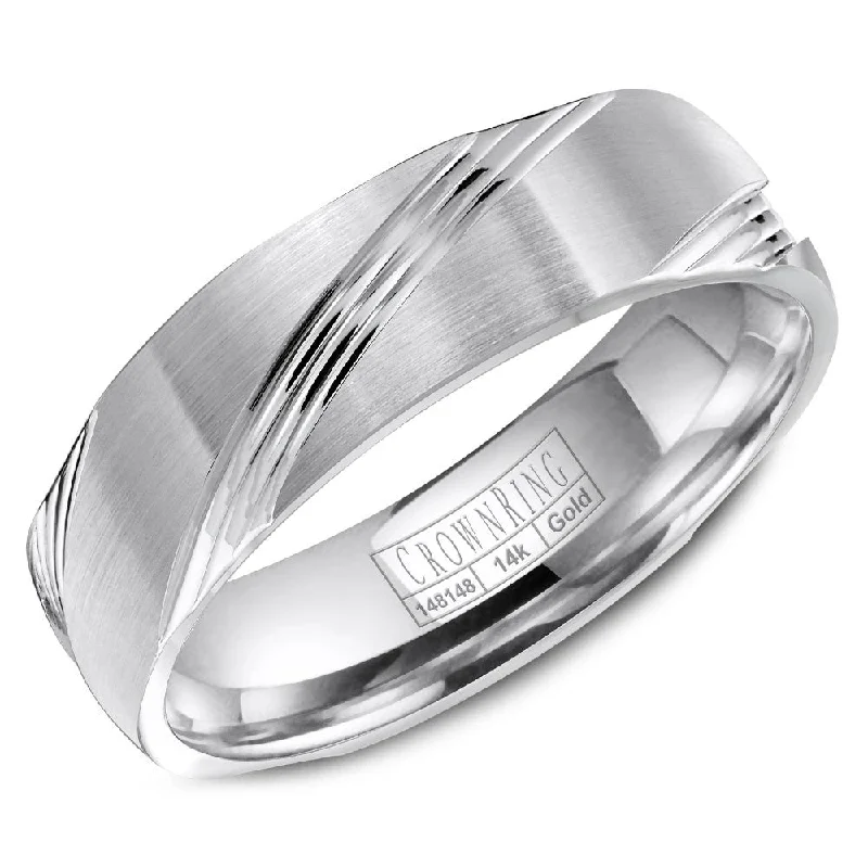 Holiday Jewelry Sale – Perfect Gifts At The Best Prices CrownRing 6MM Wedding Band with Brushed Finish and Line Detailing WB-8052