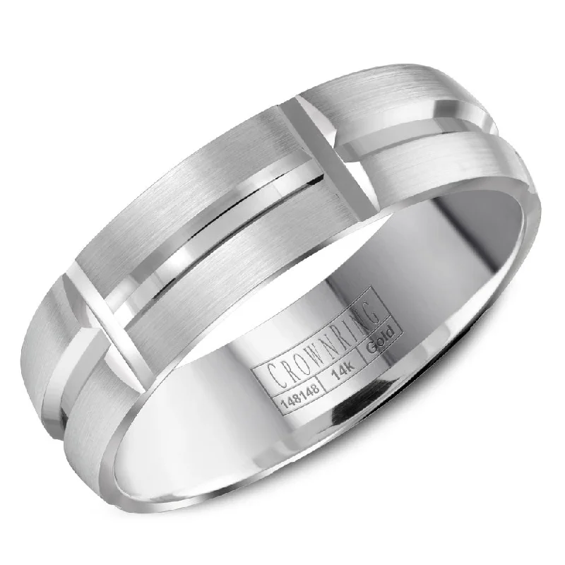 Exclusive Jewelry Bundles At Discounted Rates CrownRing 6MM Wedding Band with Brushed Finish and Line Detailing WB-8060