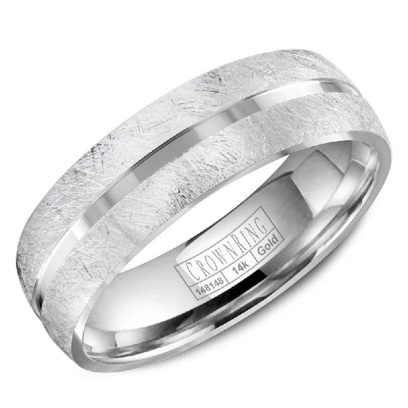 Affordable Glamour – Premium Jewelry At Special Prices CrownRing 6MM Wedding Band with Diamond Brushed Edges WB-8059