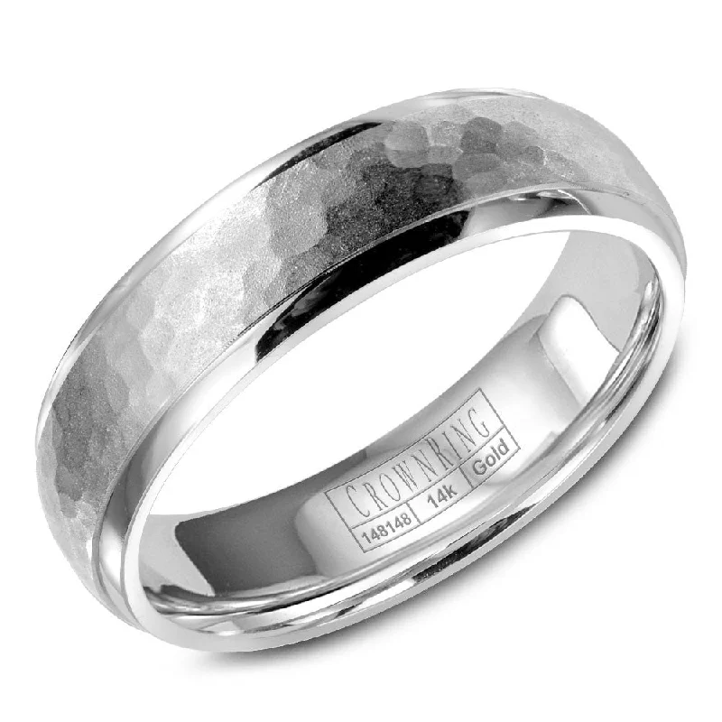 Seasonal Jewelry Deals – Elevate Your Style CrownRing 6MM Wedding Band with Hammered Center WB-9918