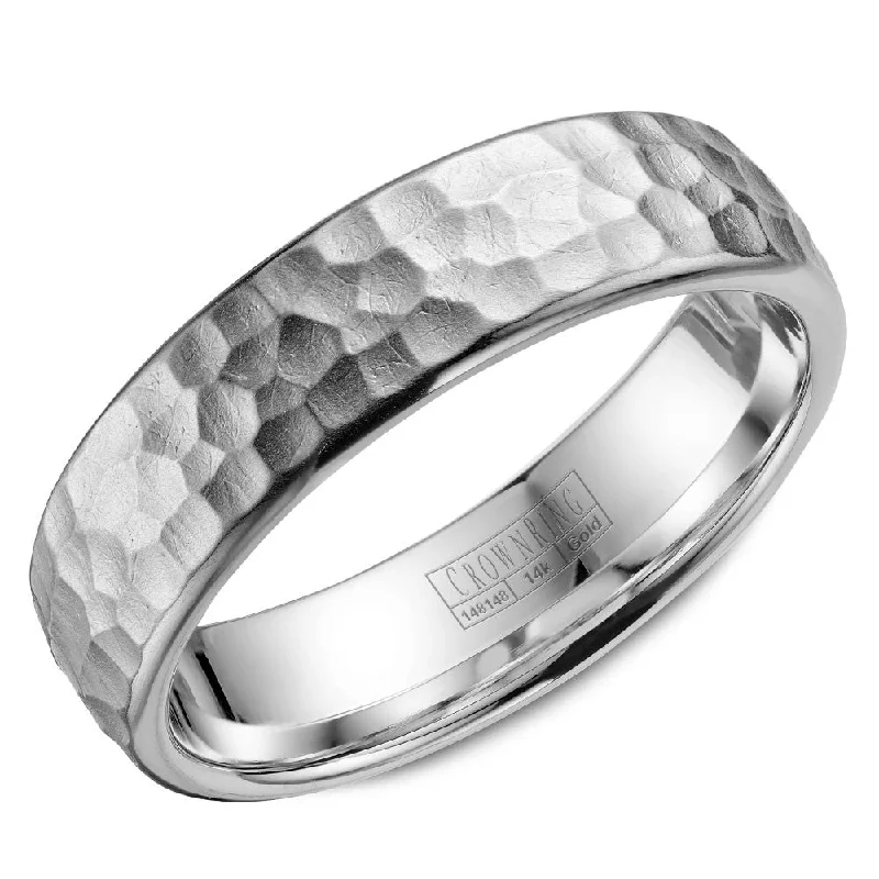 Grab Your Favorite Jewelry At The Lowest Prices CrownRing 6MM Wedding Band with Hammered Finish WB-038C6W