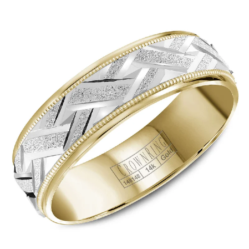 Huge Savings On Timeless Jewelry Collections CrownRing 6MM Wedding Band with Textured Center and Milgrain Detailing WB-8071