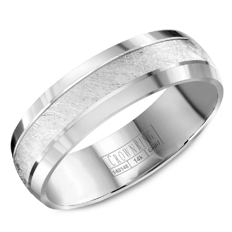 Exclusive Jewelry Offers – Sparkle For Less CrownRing 6MM Wedding Band with Textured Center WB-8064
