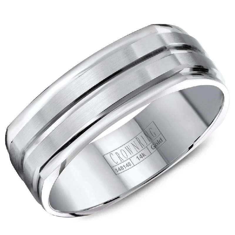 Shop Jewelry That Shines Without The High Price CrownRing 7MM Soft Square Wedding Band with Brushed Center and Line Detailing WB-8092 Shop Jewelry That Shines Without The High Price CrownRing 7MM Soft Square Wedding Band with Brushed Center and Line Detailing WB-8092