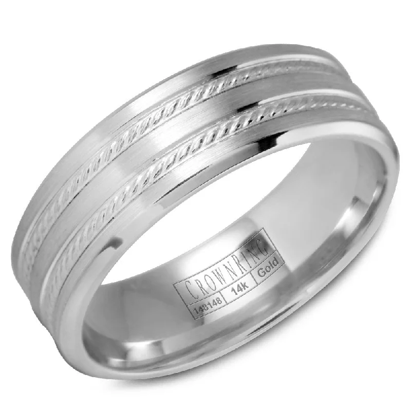 The Perfect Jewelry Piece At The Perfect Discount CrownRing 7MM Wedding Band with Brushed Finish and Rope Detailing WB-9503