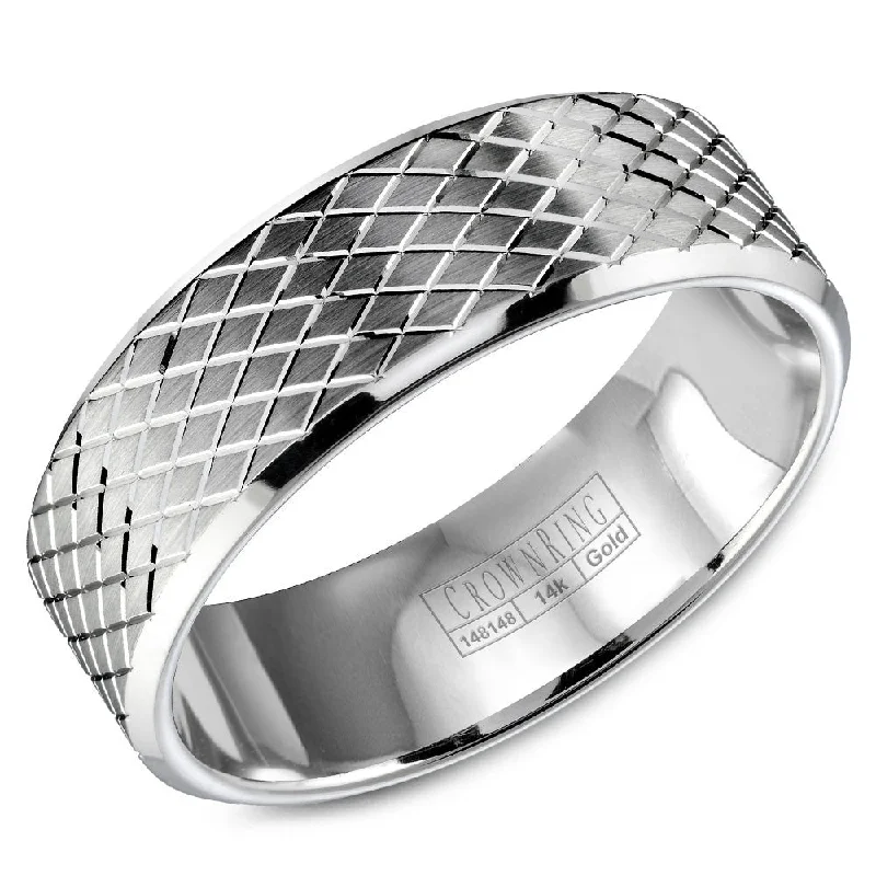 Don't Miss These Dazzling Jewelry Discounts CrownRing 7MM Wedding Band with Carved Line Pattern WB-9572