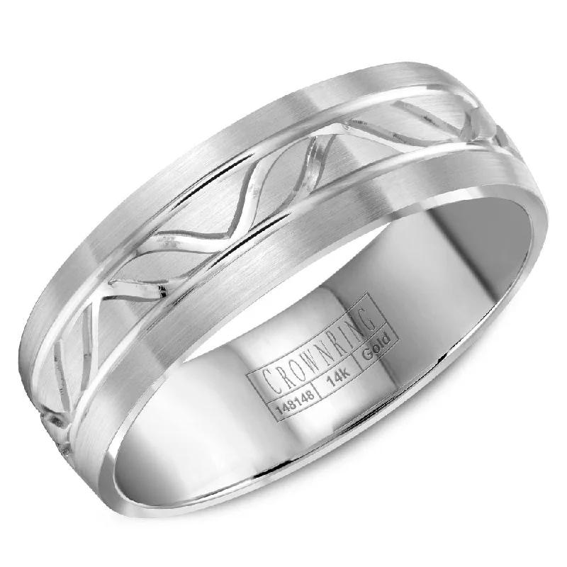 Exclusive Online Jewelry Sale – Don't Wait CrownRing 7MM Wedding Band with Line Details WB-8046
