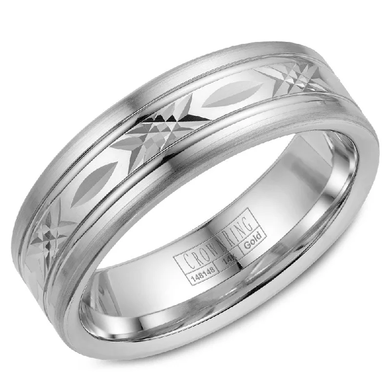 Best Jewelry Sale Prices – Limited-Time Offer CrownRing 7MM Wedding Band with Pattern Center WB-026C7W