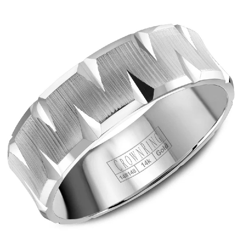 Timeless Elegance Now At Special Discounts CrownRing 7MM Wedding Band with Textured Center and Carved Detailing WB-8077