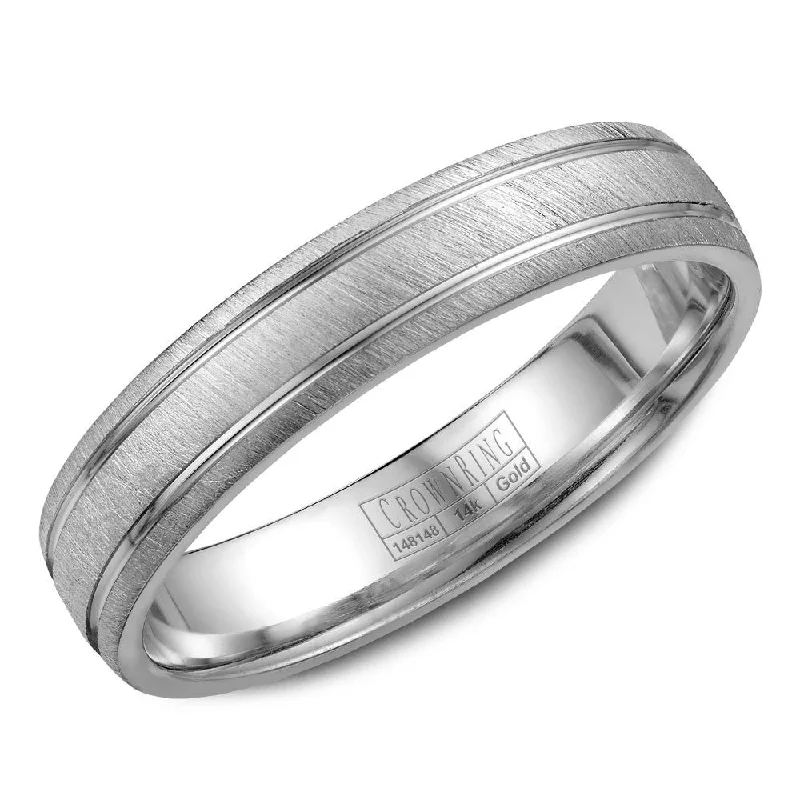 Premium Diamond Jewelry At Once-In-A-Lifetime Discounts CrownRing 4.5MM Wedding Band with Textured Finish WB-7929