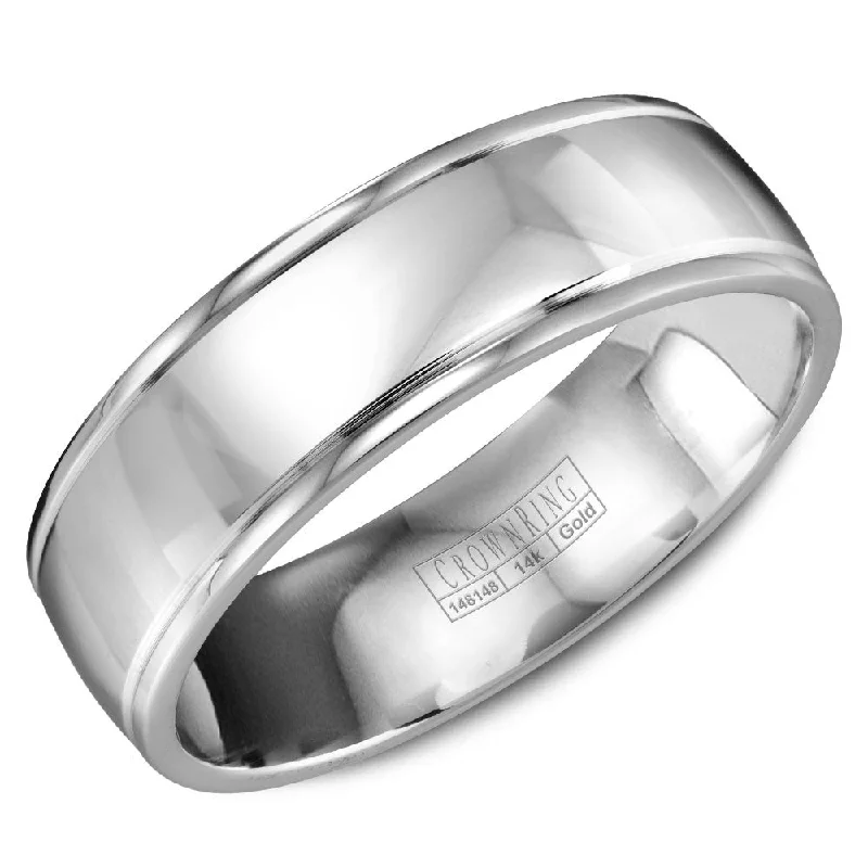 Delicate Crystal Jewelry For Sophisticated Charm CrownRing 6.5MM Wedding Band with Line Detailing WB-9546 Delicate Crystal Jewelry For Sophisticated Charm CrownRing 6.5MM Wedding Band with Line Detailing WB-9546