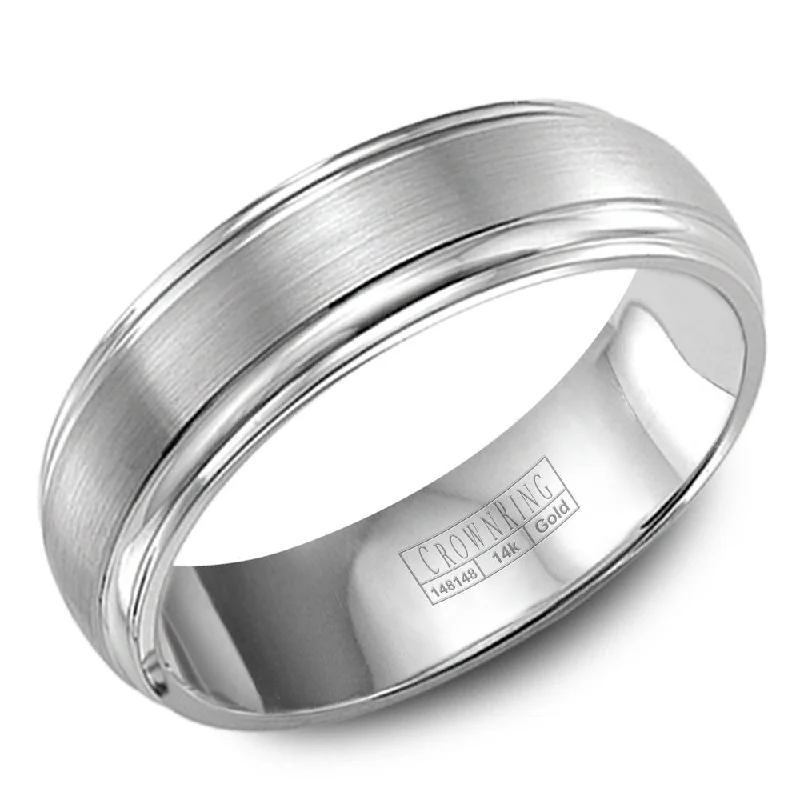 Shop Trending Jewelry With Exclusive Savings CrownRing 6MM Wedding Band with Brushed Center and Line Detailing WB-9903