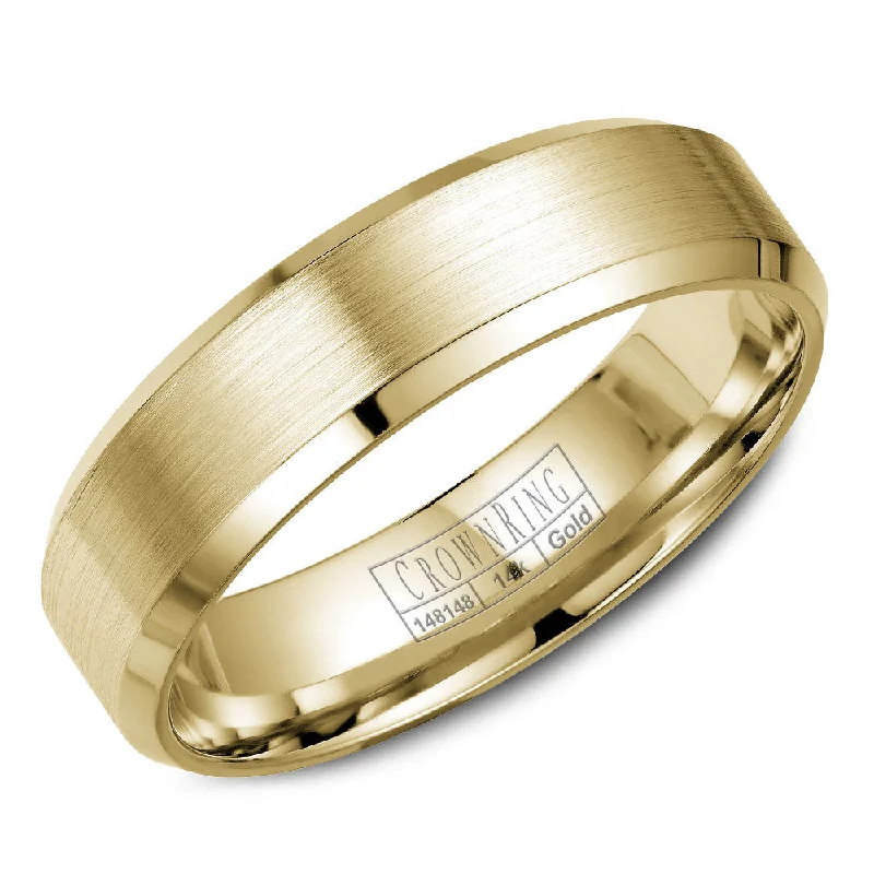 Special Jewelry Deals – Upgrade Your Collection CrownRing 6MM Yellow Gold Wedding Band with Brushed Center WB-7007Y