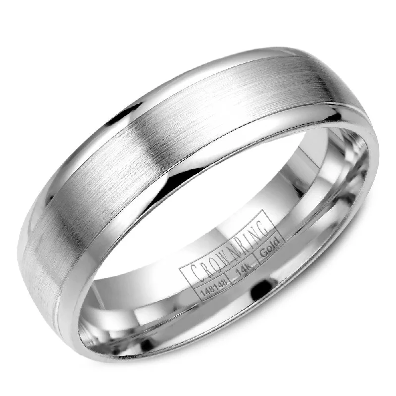 Shop Dazzling Jewelry With Special Promotional Discounts CrownRing 6MM Wedding Band with Brushed Center WB-7019