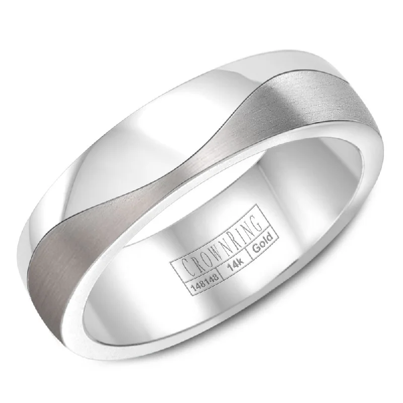 Premium Jewelry At Special Low Prices For A Limited Time CrownRing 6MM Wedding Band with Brushed Wave Pattern WB-9003